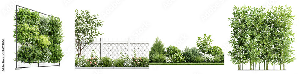 Obraz premium Vertical Garden and Green Wall Elements on White