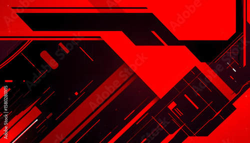 Symmetrical sci-fi interface with glowing red center core element