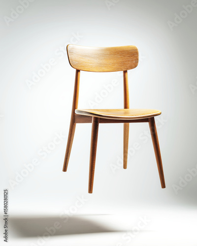 Wallpaper Mural Minimalist wooden chair, modern design with light wood finish and sleek legs, ideal for contemporary interior decor. Torontodigital.ca