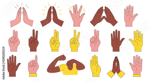 Diverse Hand Gesture Illustrations