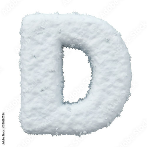 Snowy Letter D Font Isolated White Ice Alphabet Illustration PNG