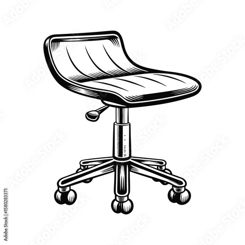 Black and white swivel chair with wheels and adjustable lever office chair rolling chair