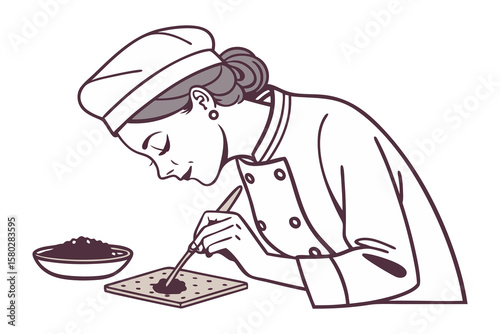 A skilled chef meticulously places caviar onto a cracker using tweezers showcasing culinary artistry and precision in food preparation
