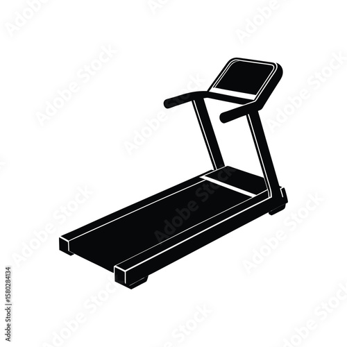 Black treadmill machine side view silhouette fitness exercise