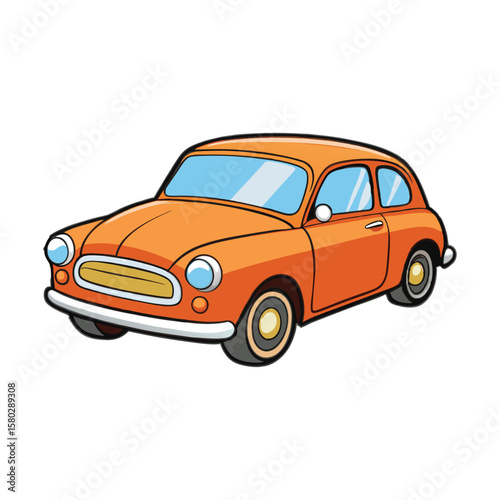 Orange classic automobile with blue windows orange car vintage car
