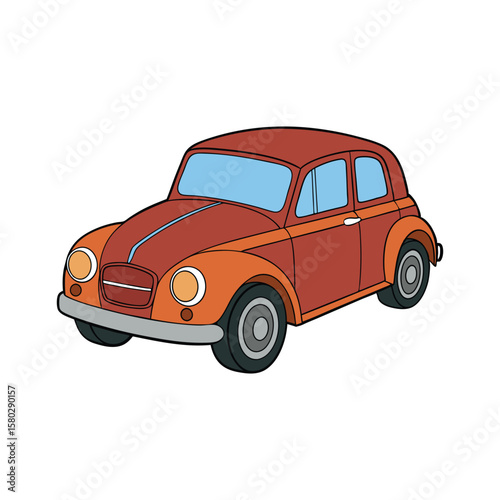 Red and orange vintage car illustration classic car automobile
