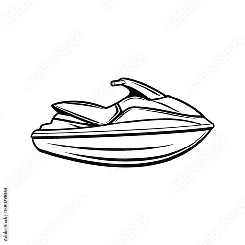 Sleek black jet ski silhouette watercraft personal watercraft