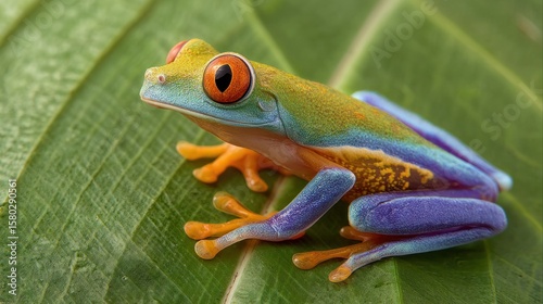 Vibrant red-eyed tree frog on a leaf (1)