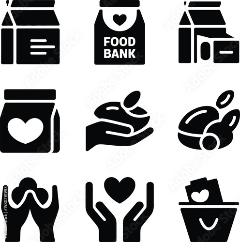  volunteerism, charity day, assistance icons, community service