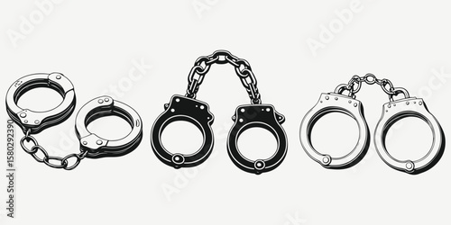 handcuffs set sketch illustration vector