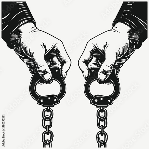 hands in handcuffs sketch illustration vector