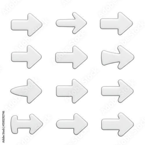 White Arrows Pointing Right Direction Navigation Icons Illustration