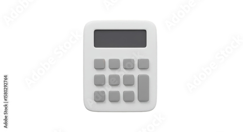 White Calculator with Gray Buttons a Simple Illustration