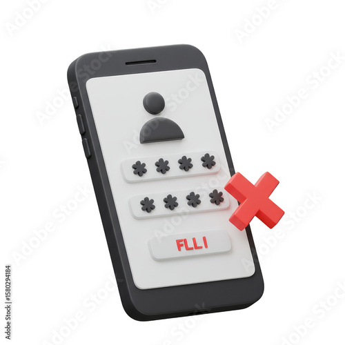 Security Authentication with Incorrect Password 3D Rendering