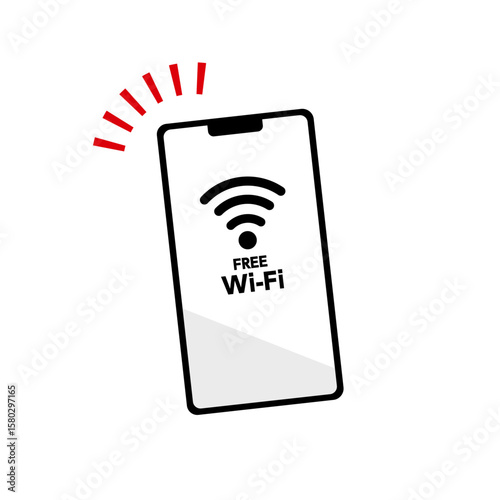 フリーWi-Fiを利用しているスマートフォンのイラスト素材