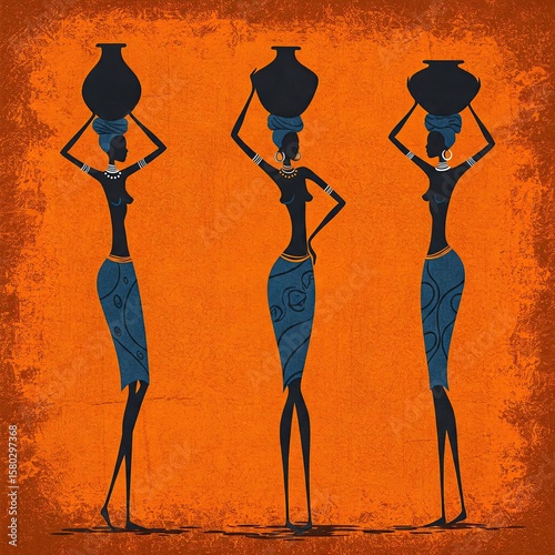 Graceful African Women Carrying Clay Pots