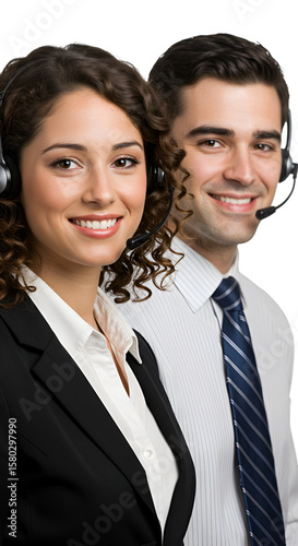 Transparent PNG of Cheerful Customer Service Team Wearing Headphones