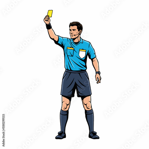 Referee Showing Foul Card to Player During Match, Strict and Professional Decision