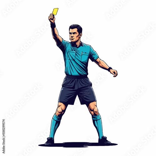 Referee Showing Foul Card to Player During Match, Strict and Professional Decision