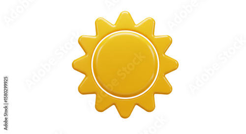 Yellow Sun Illustration Shining Bright with Transparent Background