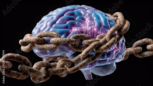 Rusty chains encasing human brain
