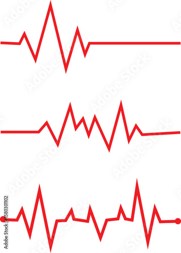 Red heartbeat pulse line icon set vector illustration for health and cardiology designs  ,medical graphics, health designs, cardiology infographics, and hospital templates