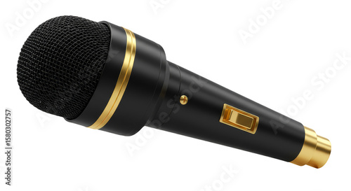 Illustration of Black Gold Microphone Sound Music with Transparent BG