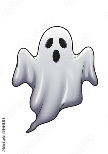 Illustration Of White Ghost Floating In The Air Halloween Holiday Theme