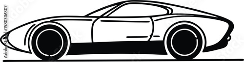 Stylized Vintage Race Car Illustration Sleek Design Sports Automotive Classic Vehicle and Transportation Design