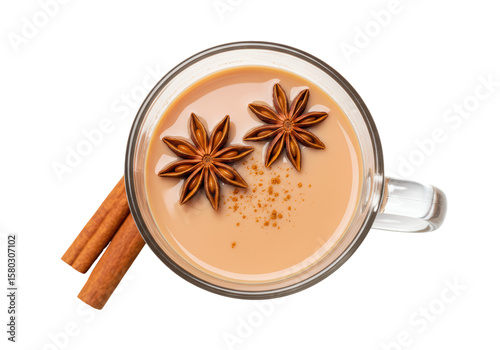 Tableau sur toile Isolated Spiced Chai Tea with Star Anise and Cinnamon Sticks