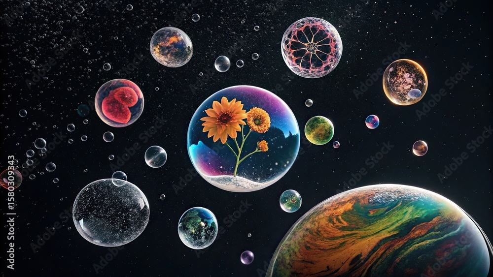 Naklejka premium abstract icons floating over black canvas