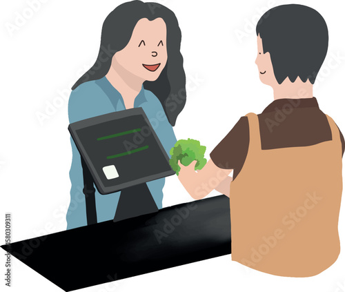 Grocery Shopping Payment Process Illustration