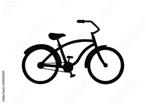 Cruiser bike bicycle silhouette black vector white background