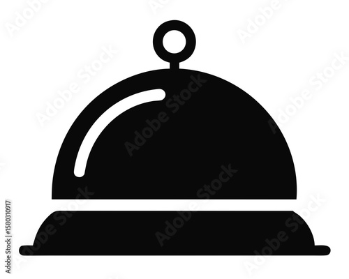 Find a simple reception bell silhouette vector on a clean white background for your designs