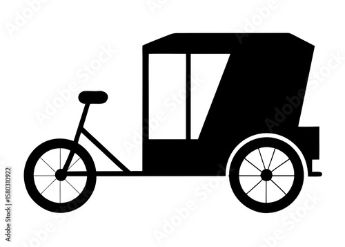 Depicts a rickshaw silhouette vector, symbolizing traditional transportation and cultural heritage with artistic flair.