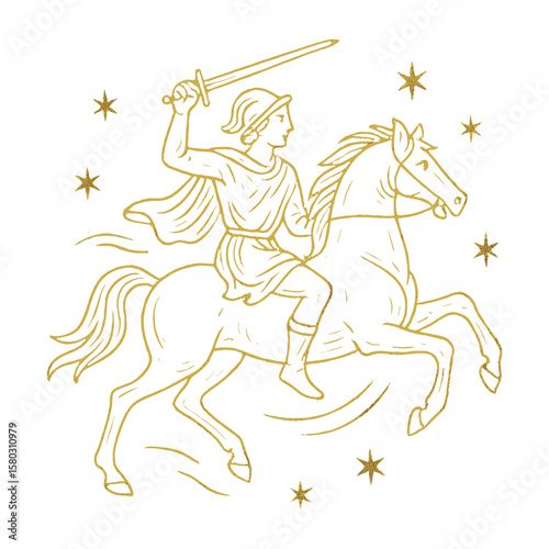 Celestial warrior on horseback illustration vector