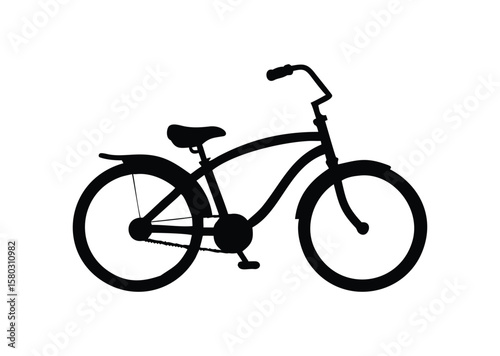 Cruiser bike bicycle silhouette black vector white background