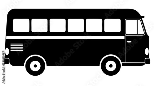 A simple bus silhouette vector illustration on a clean white background creates a modern transportation design.