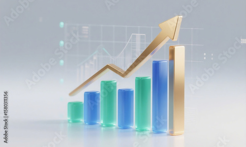 business graph with arrow on top