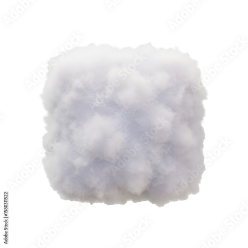 Isolated Background of a White Fluffy Square Cloud Texture Sky