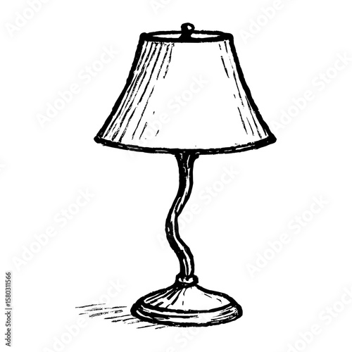 Elegant hand-drawn table lamp vector