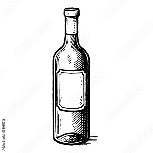 Vintage wine bottle sketch illustration vector