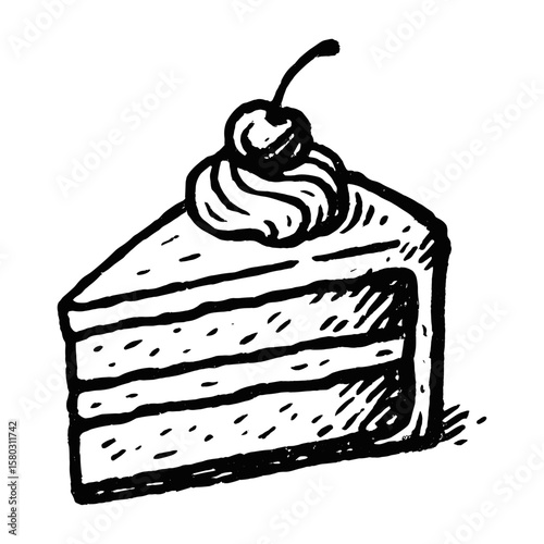 Hand-drawn cake slice illustration vector
