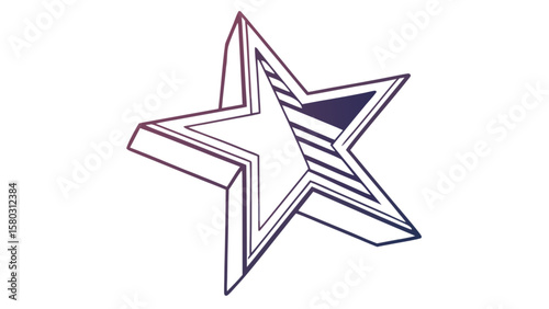 Stylized star with dimensional line work and gradient fill on a white background is shown here
