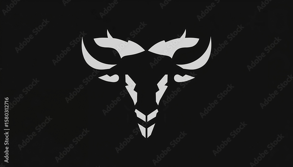 Fototapeta premium Abstract bull skull illustration on black background 