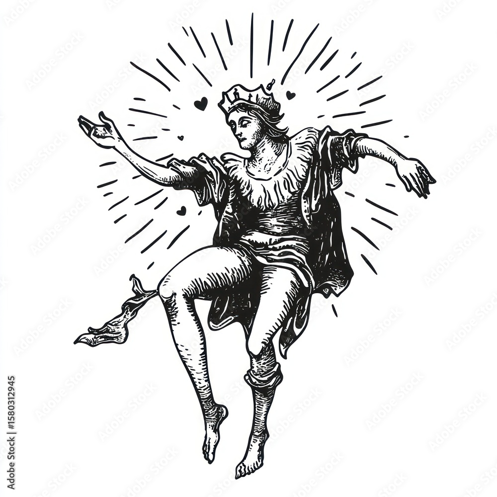 Fototapeta premium Tarot cards the fool art illustration dancing.