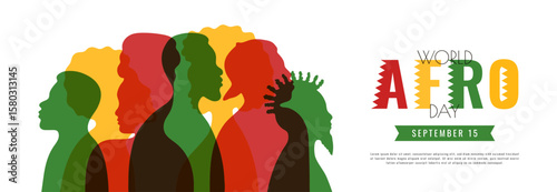 World Afro Day. September 15. Template for background, banner, card, poster with text inscription. Holiday concept. Vector illustration. Flat style.
