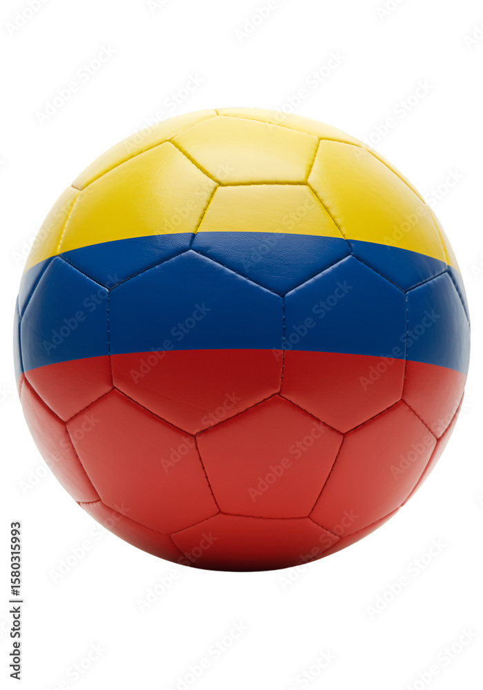 Obraz premium Illustration Soccer Ball with Colombian Flag Colors on Transparent Background