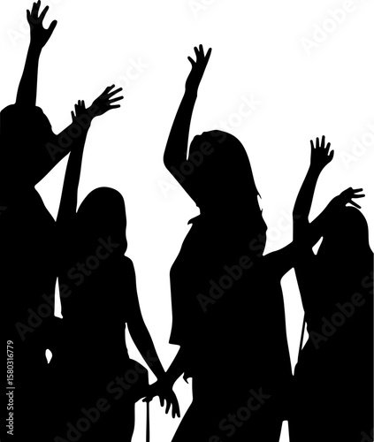 Silhouettes of People Dancing on White Background
