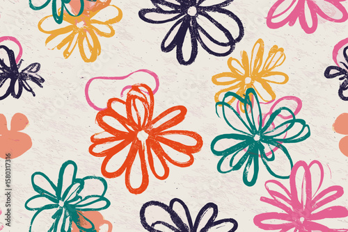 Seamless Pattern Minimalist Arabesque Floral and Vine Design in Warm Taupe and Cream with Moroccan Lattice Texture Background 